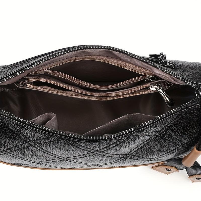 Retro Embroidery Shoulder Bag Colorblock Purse