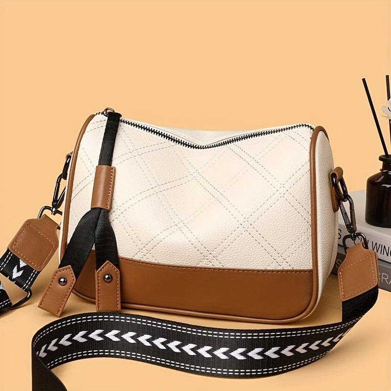 Retro Embroidery Shoulder Bag Colorblock Purse