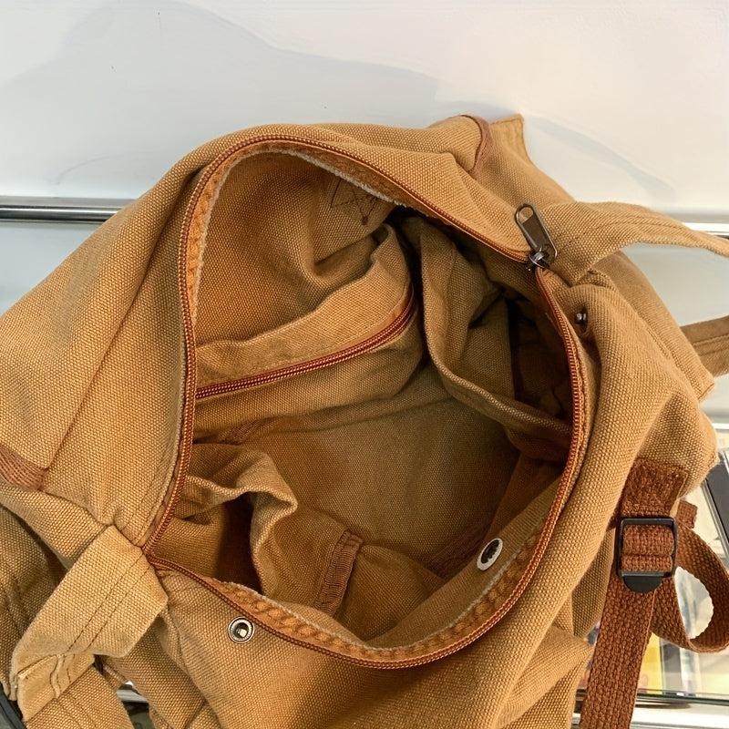 Vintage Style Canvas Crossbody Bag Large Capacity School Handbag