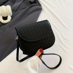 Mini Houndstooth Pattern Saddle Bag Flap Crossbody Bag