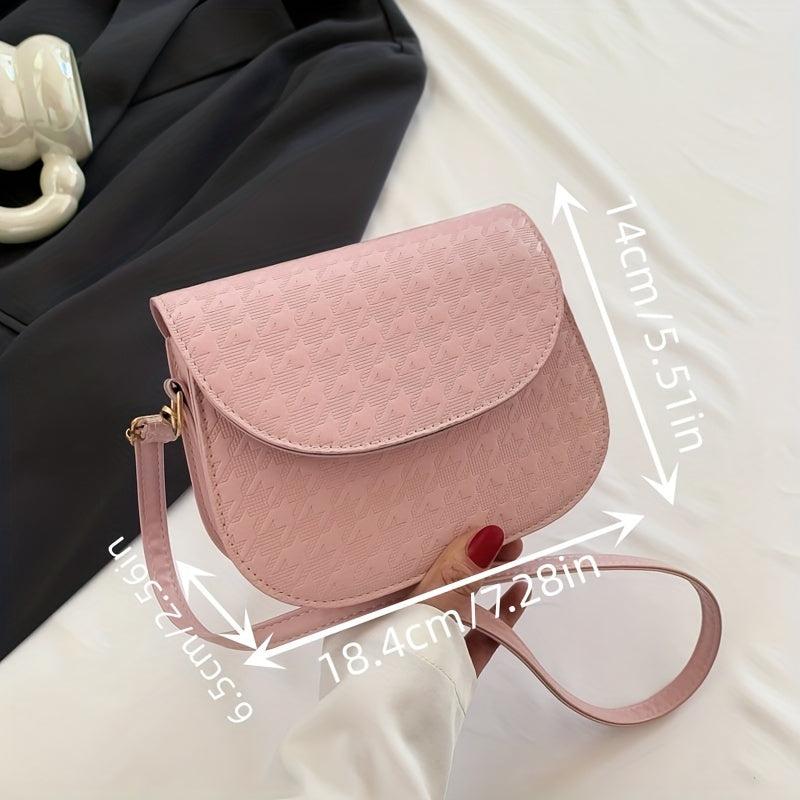 Mini Houndstooth Pattern Saddle Bag Flap Crossbody Bag