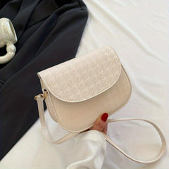 Mini Houndstooth Pattern Saddle Bag Flap Crossbody Bag