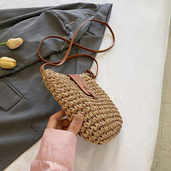 Summer Straw Crossbody Bag Boho Style Woven Beach Bag Shoulder Purse