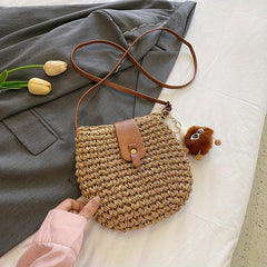 Summer Straw Crossbody Bag Boho Style Woven Beach Bag Shoulder Purse