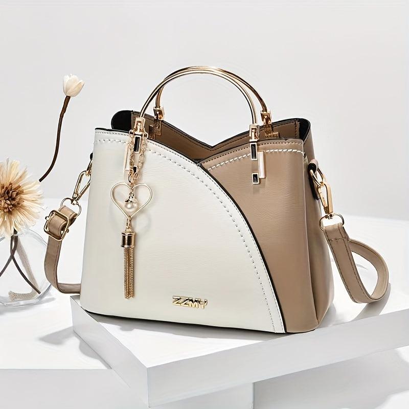 Colorblock Handbags Tassel Crossbody Bag Women's Satchel Purse