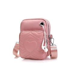 Heart Embroidery Phone Bag Crossbody Bag With Earphone Hole
