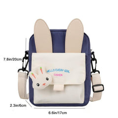 Bunny Ear Decor Nylon Crossbody Bag with Adjustable Straps