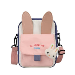 Bunny Ear Decor Nylon Crossbody Bag with Adjustable Straps