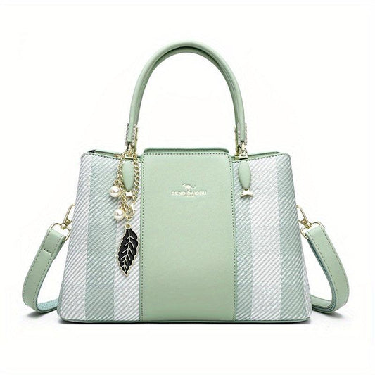 Shepherd Pattern Handbag PU Crossbody Bag Top Handle Satchel Purse