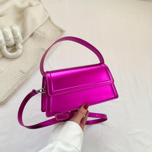 Neon Crossbody Bag Glossy PU Leather Handbags Small Flap Purse For Women