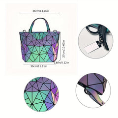 Geometric Luminous Crossbody Bag PU Leather Tote