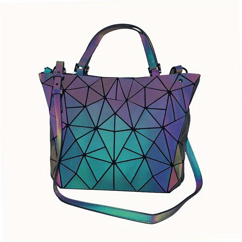 Geometric Luminous Crossbody Bag PU Leather Tote