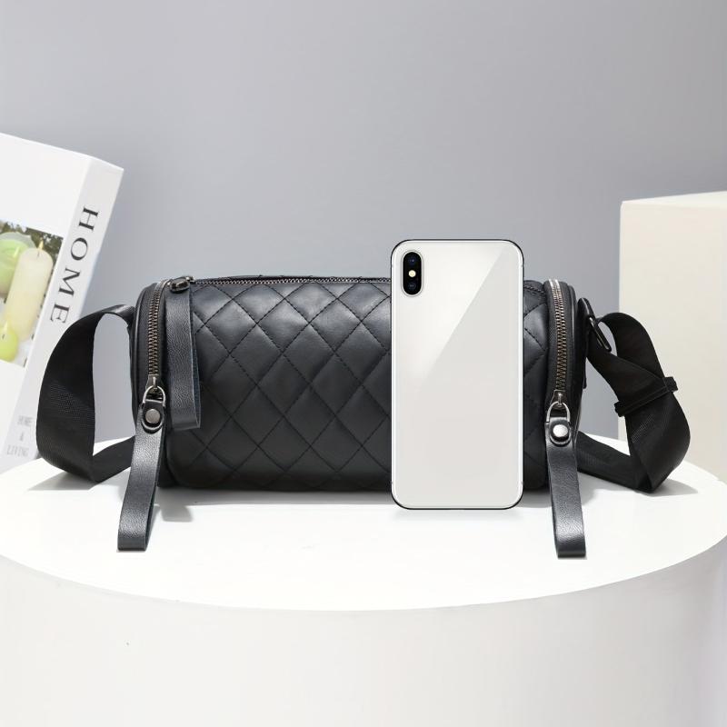 Argyle Quilted Bucket Bag Crossbody Purse for Women