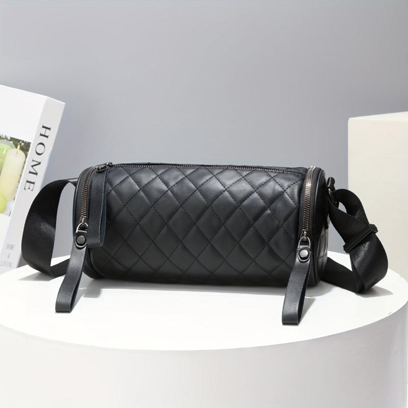 Argyle Quilted Bucket Bag Crossbody Purse for Women