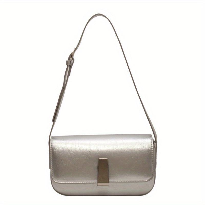Metal Decor Shoulder Purse Square Handbag for Women
