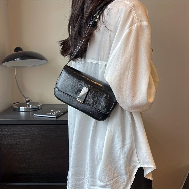 Metal Decor Shoulder Purse Square Handbag for Women