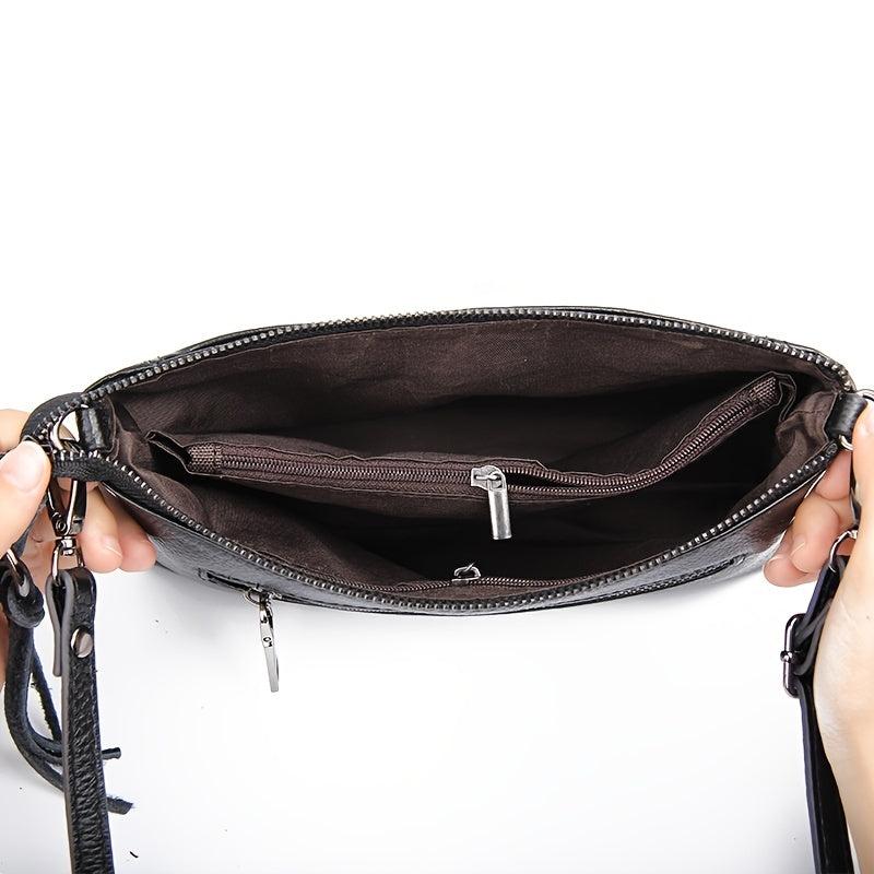 Minimalist Solid Square Shoulder Bag Crossbody Zipper Purse