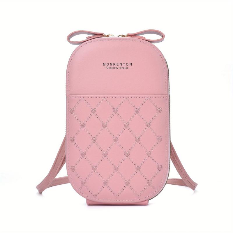 Heart Embroidery Crossbody Bag Zipper Purse Wallet Shoulder Mobile Phone Bag