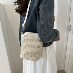 Straw Woven Crossbody Bag for Summer Beach Shoulder Travel Vacation
