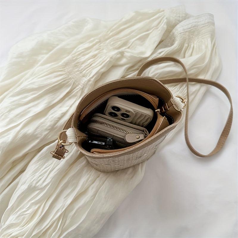 Straw Woven Crossbody Bag for Summer Beach Shoulder Travel Vacation