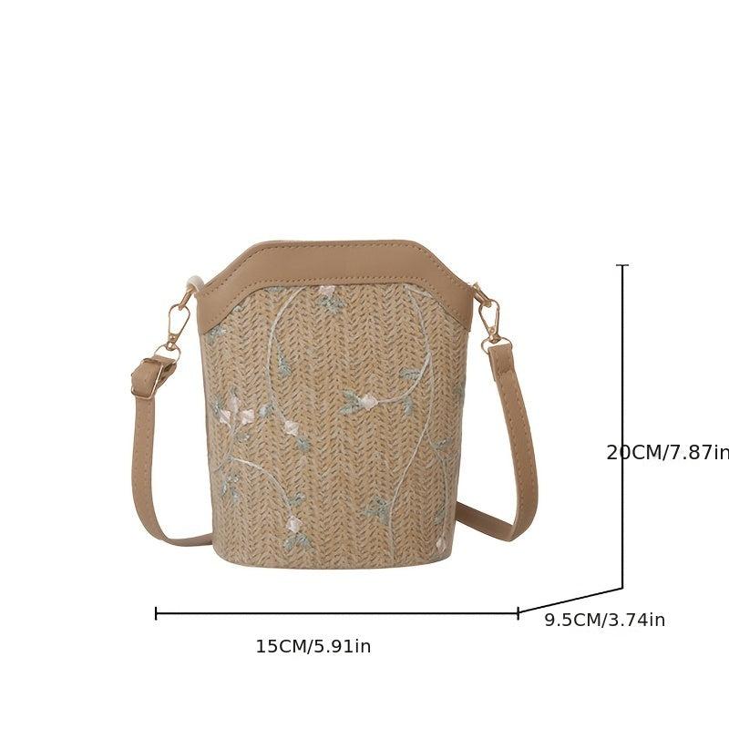 Straw Woven Crossbody Bag for Summer Beach Shoulder Travel Vacation