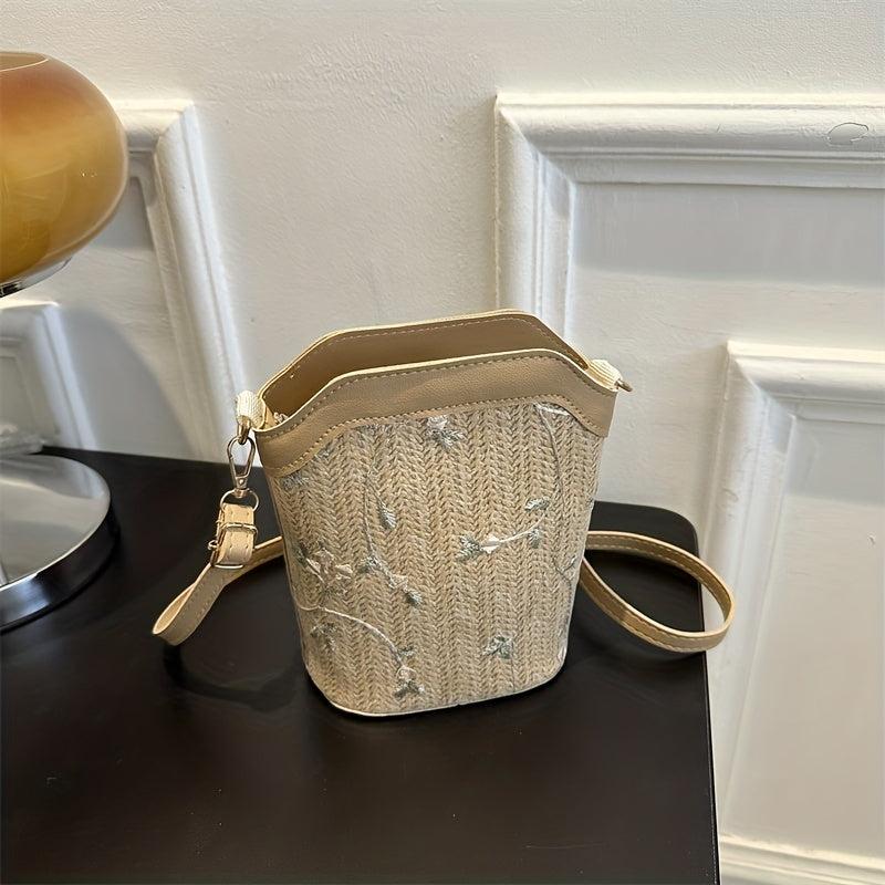 Straw Woven Crossbody Bag for Summer Beach Shoulder Travel Vacation