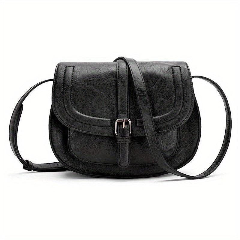Vintage Flap Saddle Crossbody Bag Retro PU Leather Shoulder Bag