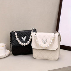 Quilted Flap Crossbody Bag Fairy Butterfly Decor Shoulder Purse