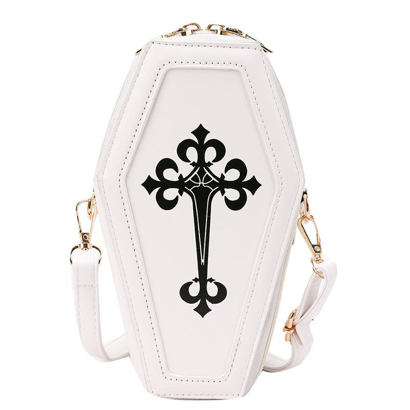 Gothic Crossbody Bag Coffin Shaped Novelty Purse Halloween Shoulder Bag