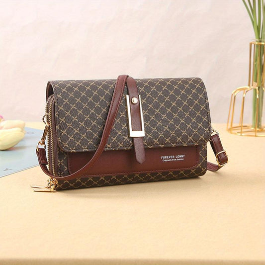 Vintage Pattern Square Colorblock Shoulder Bag Retro Flap Bag