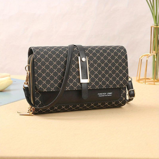 Vintage Pattern Square Colorblock Shoulder Bag Retro Flap Bag