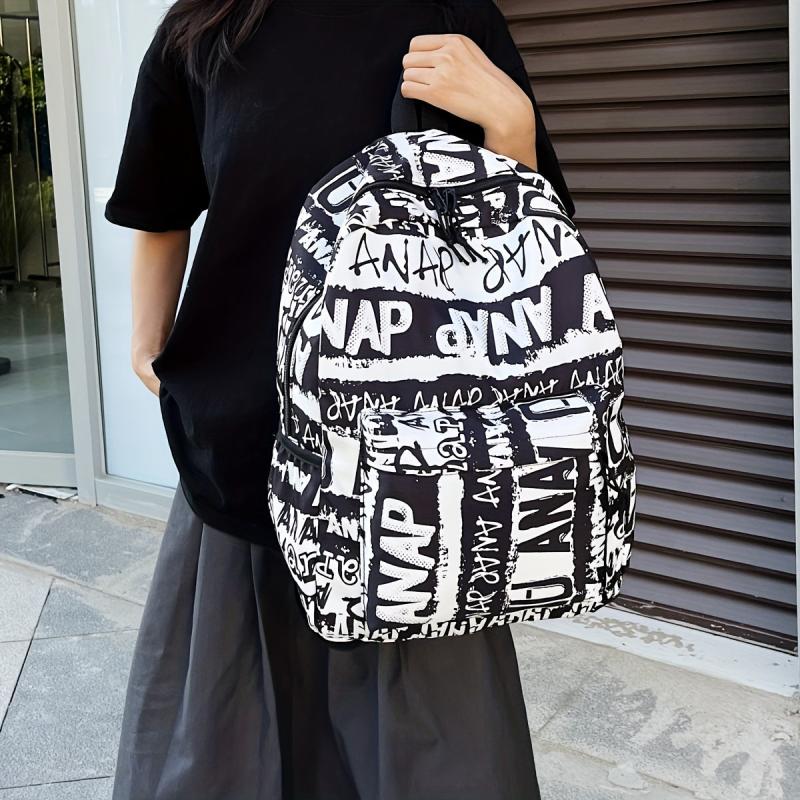 Plaid Large Capacity Backpack Lightweight Travel Commuter Bag