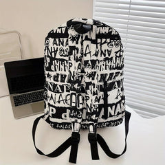 Plaid Large Capacity Backpack Lightweight Travel Commuter Bag