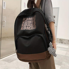 Letter Print Laptop Backpack Preppy Schoolbag Nylon Rucksack