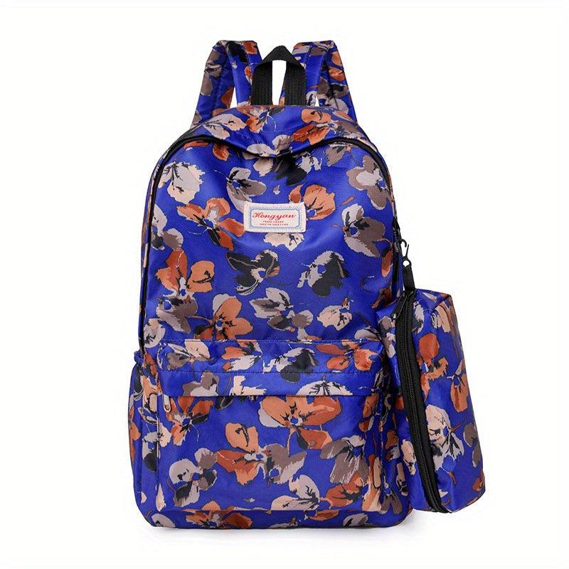 Large Capacity Preppy Backpack With Pencil Case - Nylon School Travel Bag