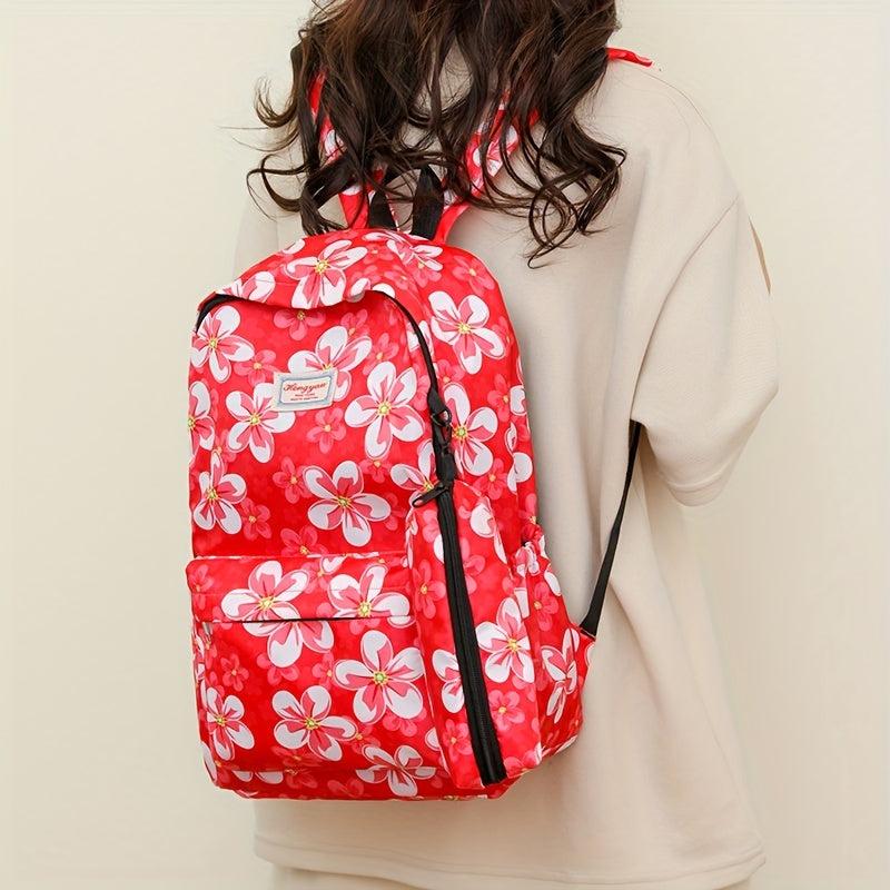 Large Capacity Preppy Backpack With Pencil Case - Nylon School Travel Bag