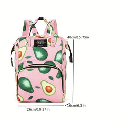 Avocado Pattern Insulated Large Capacity Mommy Backpack