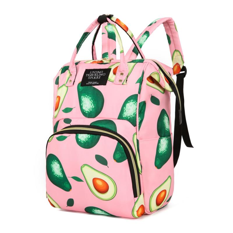 Avocado Pattern Insulated Large Capacity Mommy Backpack