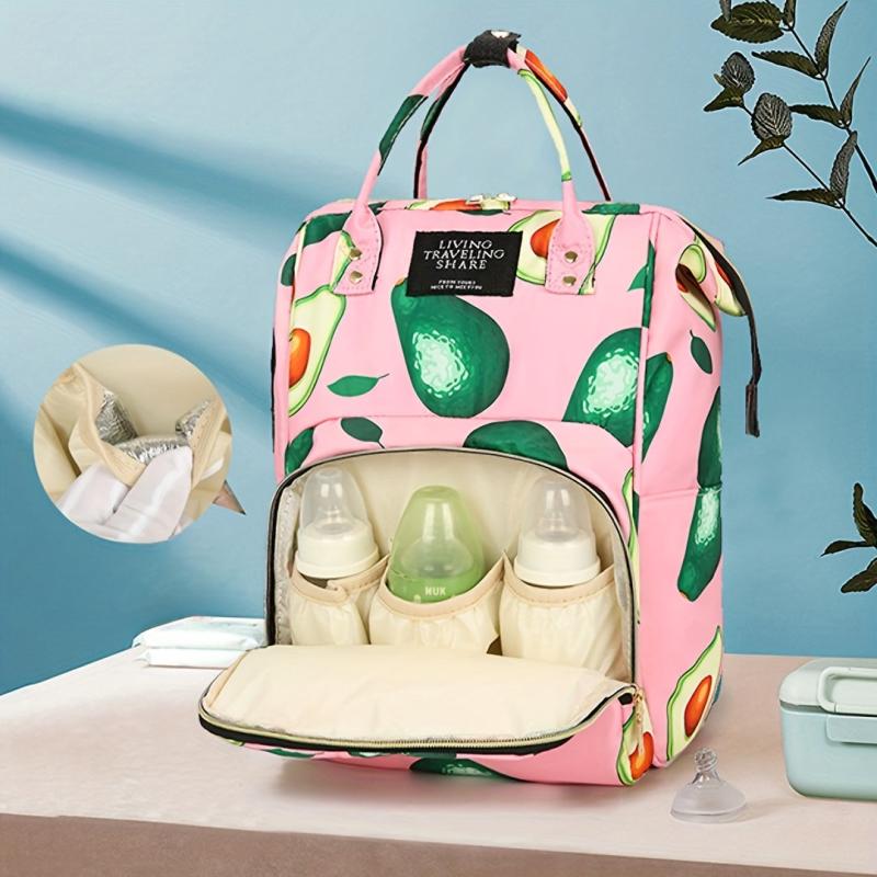 Avocado Pattern Insulated Large Capacity Mommy Backpack