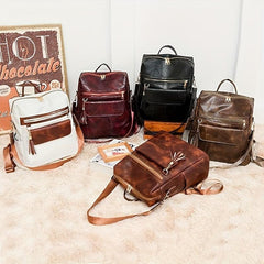 Vintage Tassel Large Capacity Backpack Soft PU Lightweight School Backpack