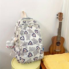 Cow Print Backpack Preppy Style Schoolbag Casual Travel Rucksack