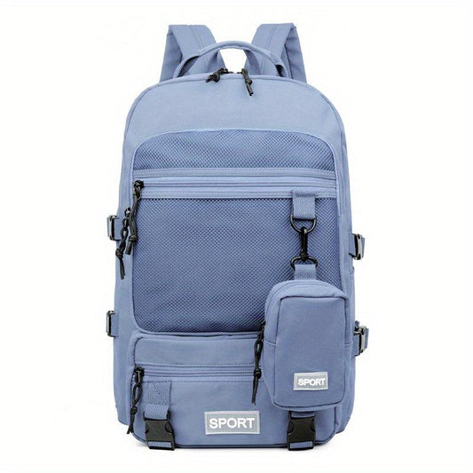 Preppy Style Laptop Backpack Mesh Pocket Rucksack with Coin Purse