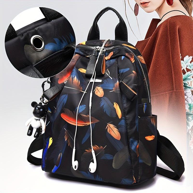Lightweight Butterfly Feather Pattern Backpack Casual Travel Storage Bag