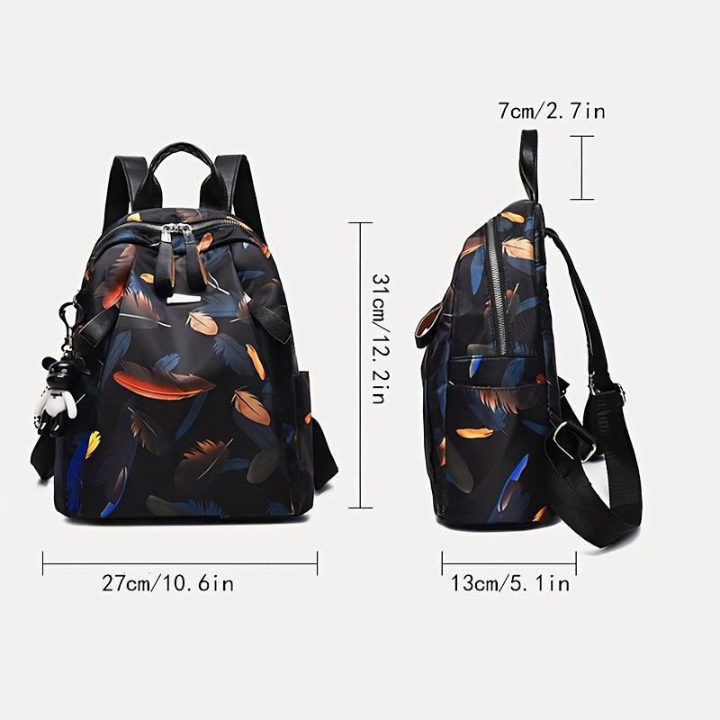 Lightweight Butterfly Feather Pattern Backpack Casual Travel Storage Bag