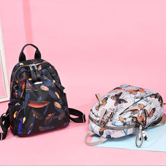 Lightweight Butterfly Feather Pattern Backpack Casual Travel Storage Bag