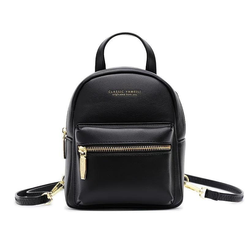 Graphic Mini Backpack Faux Leather Rucksack