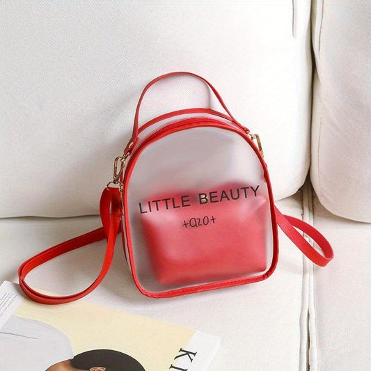 Clear Jelly Backpack With Inner Pouch PVC Purses Convertible Strap Crossbody Bag