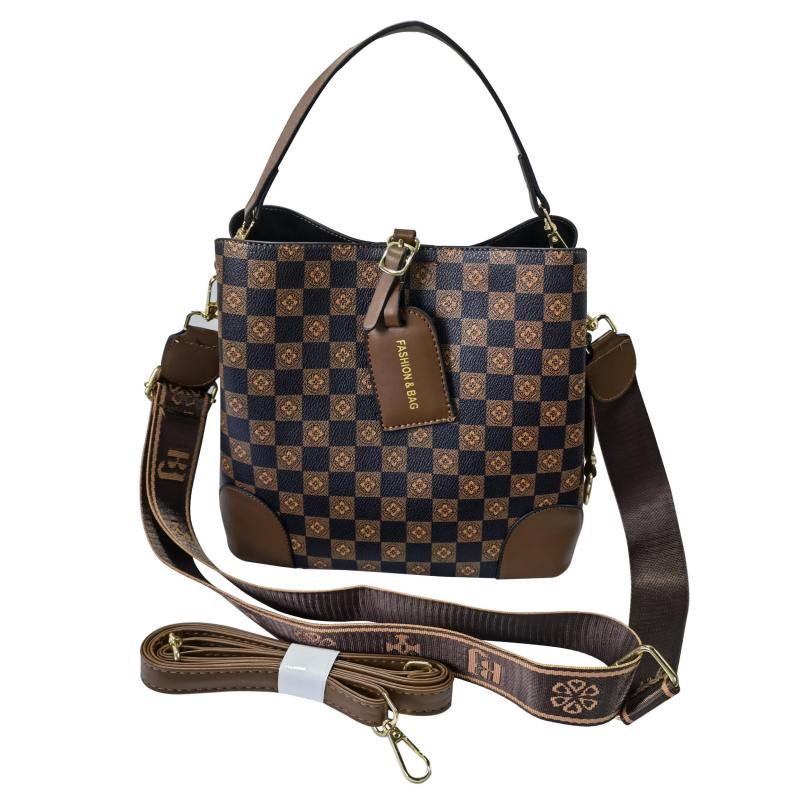 Floral Plaid Bucket Bag Vintage Crossbody Drawstring Handbag