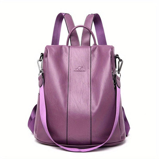 Casual Faux Leather Backpack Purse Anti-theft Shoulder Bag
