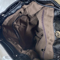 Vintage Washed PU Leather Flap Backpack Pocket Travel Schoolbag